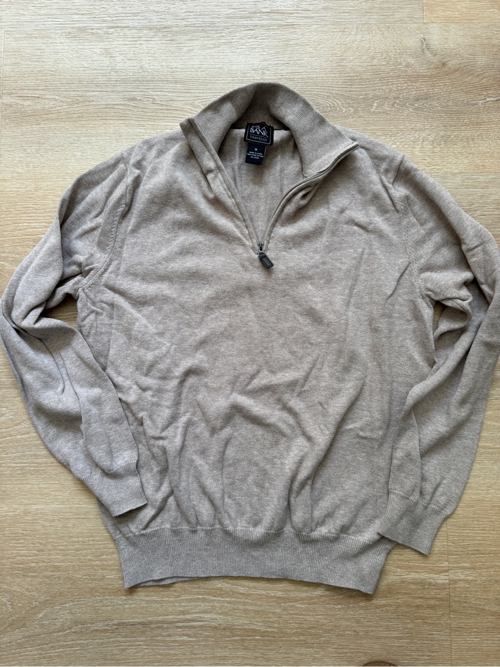 Jos A Bank Tan Quarter Zip Sweater Men’s Size Medium